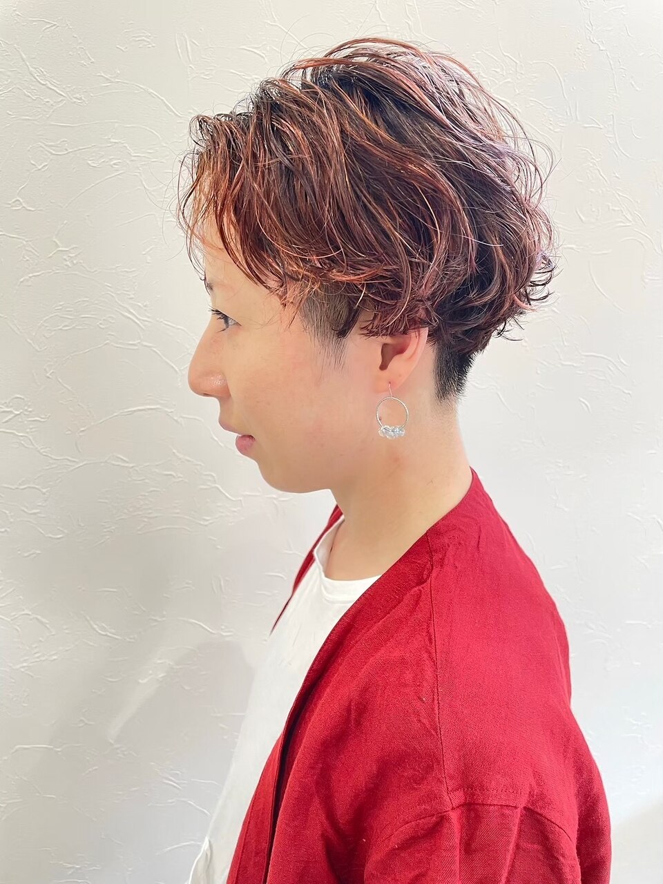マッシュショート/マッシュショートパーマ/ピンクベージュ