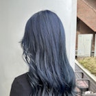 ネイビーブルーカラーハイトーンカラーロングレイヤー