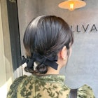 ヘアアレンジ編み込みお団子まとめ髪結婚式ヘアパーティヘア立川