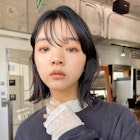 ダークブラウンシースルーバング大人ボブロブ簡単スタイリング