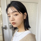 大人ボブロブシースルーバングダークブラウンニュアンスカラー