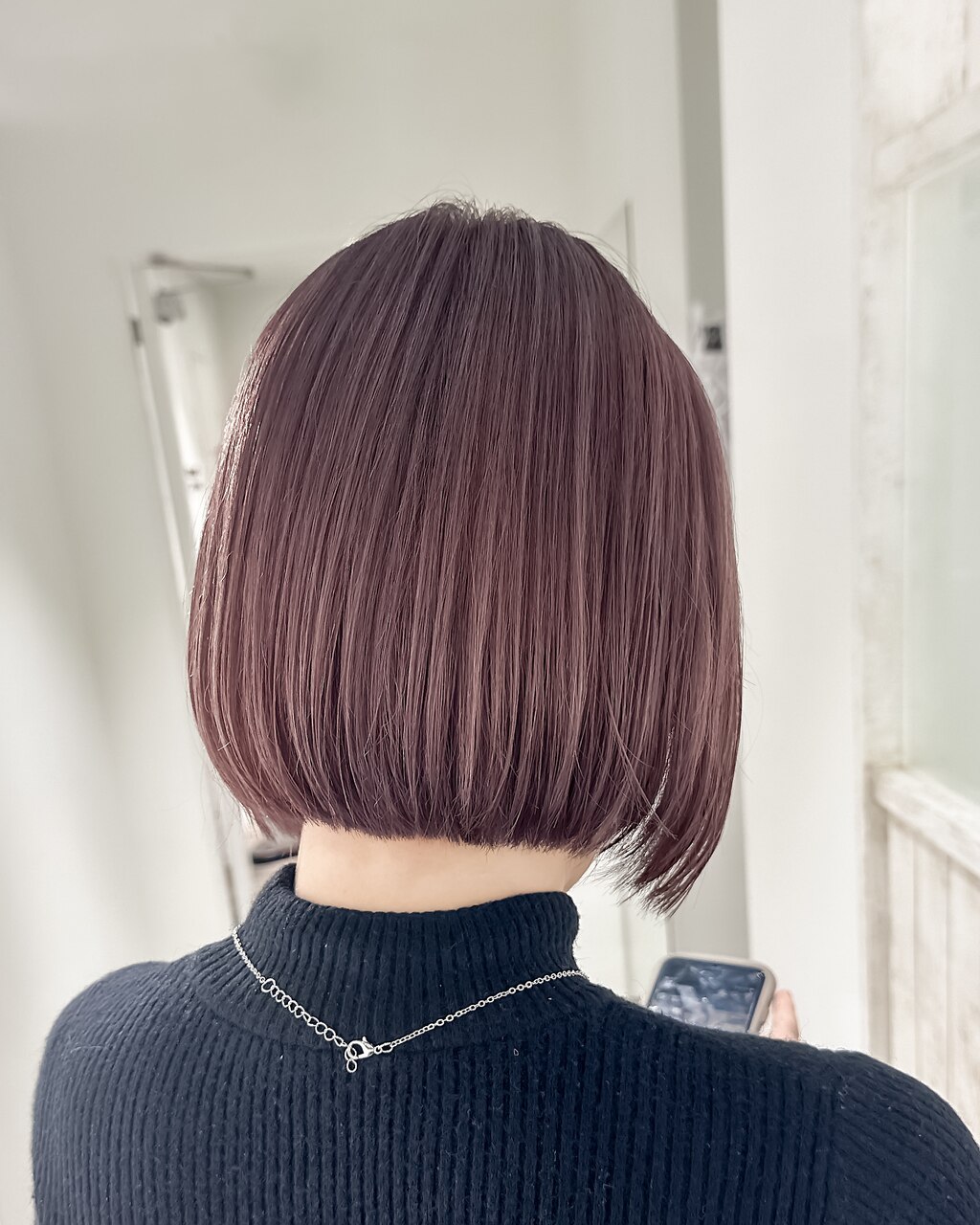 切りっぱなしボブ / ピンクブラウン