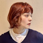 暖色カラー/暖色/オレンジ/ピンク/ボブ/重めカット