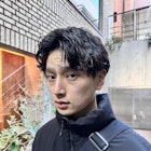 メンズ/マッシュパーマ/ウルフ/アッシュブラック/カルマパーマ