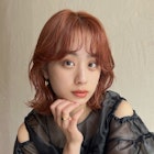 暖色カラー/暖色/オレンジ/ピンク/ボブ/重めカット