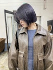 ブルーグレージュのぱつっとボブ＊