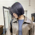 ブルーグレージュのぱつっとボブ*