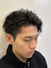メンズツイストスパイラルパーマツーブロックセンターパート