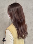 ブリーチなしピンクベージュロングレイヤー艶髪