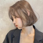 韓国ボブ くびレイヤー インナーカラー イヤリングカラー A0304