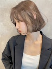 韓国ボブ くびレイヤー インナーカラー イヤリングカラー A0304
