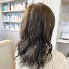 福山人気リッジ感ロングデジタルパーマ簡単オリーブアッシュ20代