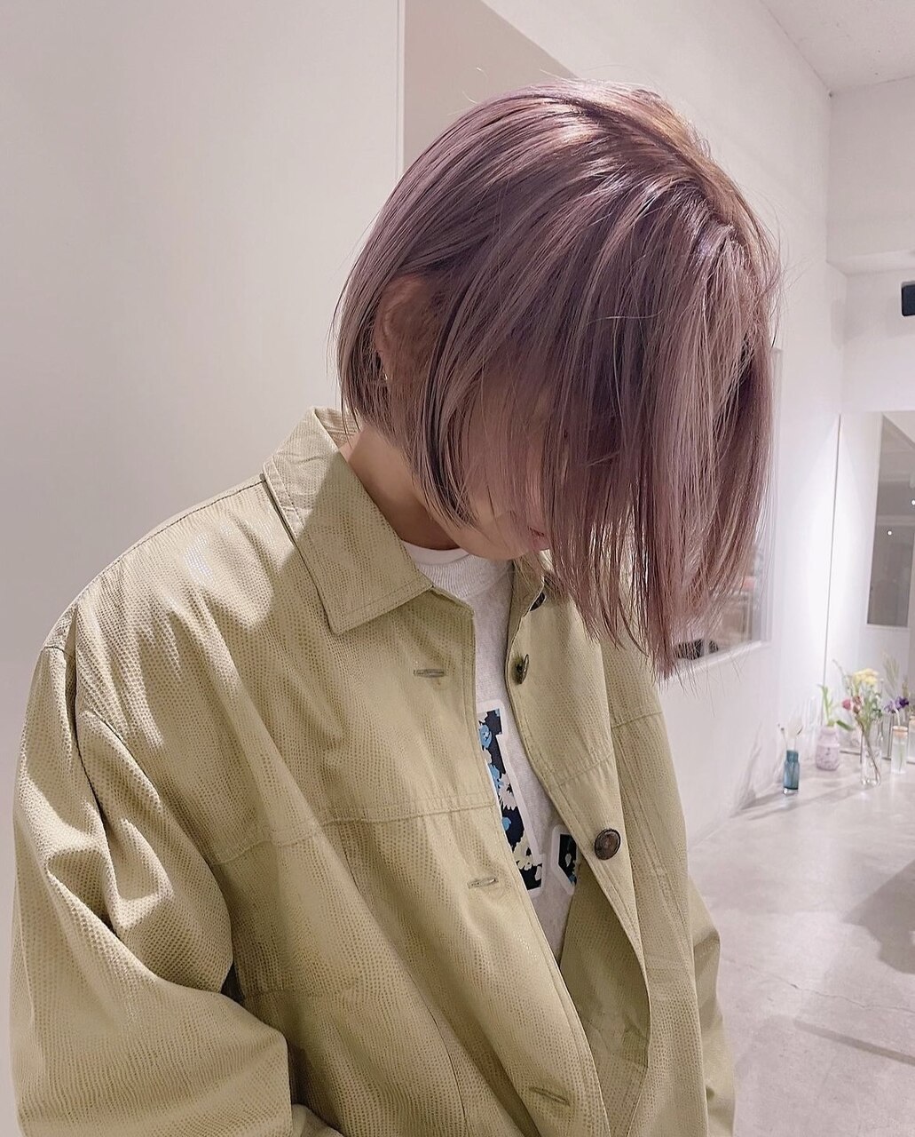 ラベンダーグレージュなボブ