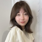 上品なフェイスレイヤーカット/シースルーバング/グレージュ