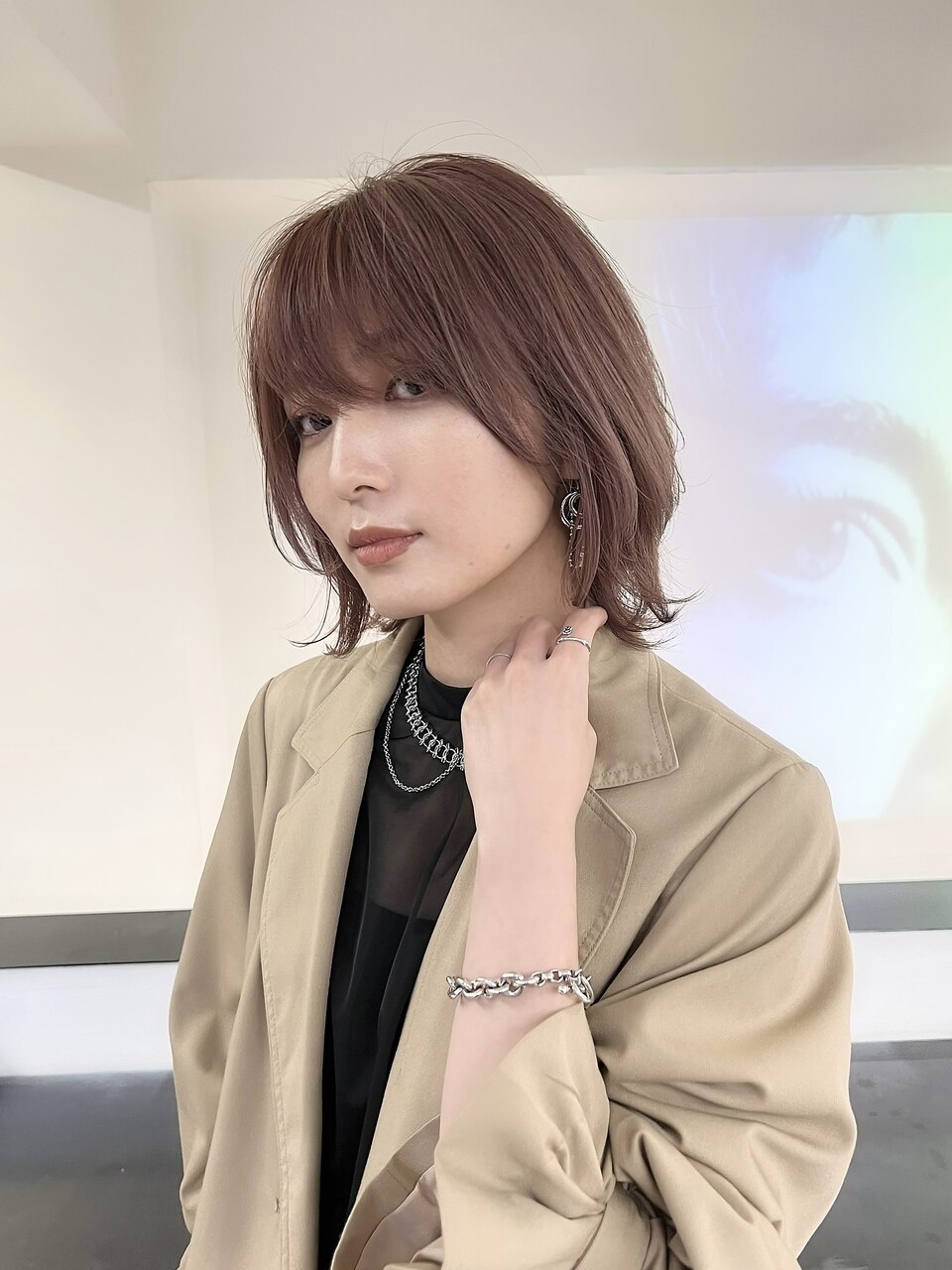 小森谷,ショートヘア大人ヘア春ヘアスタイル,ピンクブラウンg110