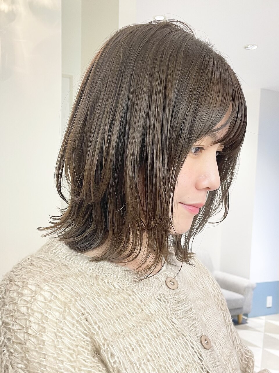 グレージュカラー　シルキーベージュ　ストレートパーマ