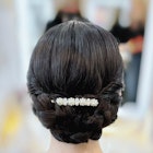 結婚式 二次会 お呼ばれ アップスタイル×パールアクセサリー