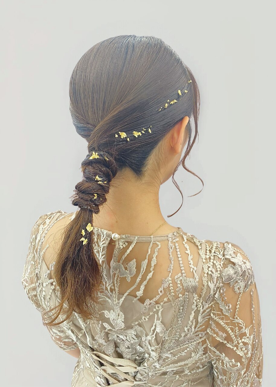 タイトポニーテール/韓国風/金箔/ポニー