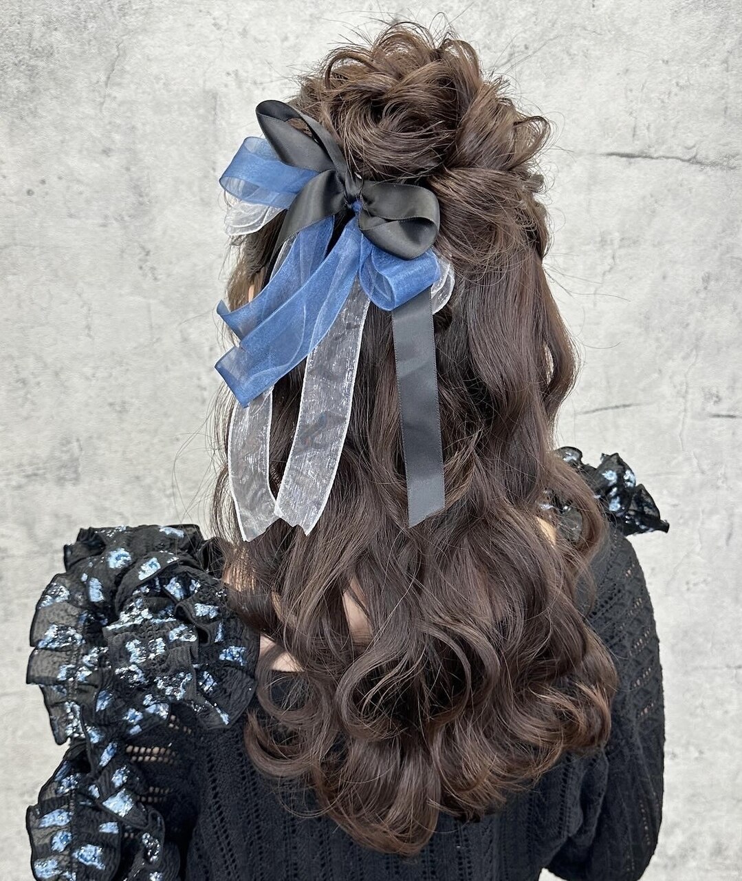 波巻きお団子ハーフアップ