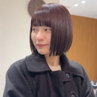 切りっぱなしボブ/ミニボブ/ワンレンボブ/レッドブラウン/赤髪