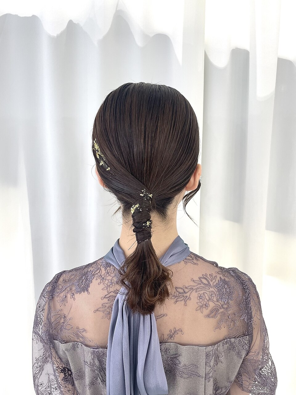 タイトローポニー×金箔/お呼ばれヘア/参列ヘア/二次会ヘア