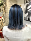 アンブレラカラーインナーカラーデザインカラーブルーカラーボブ