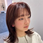 マット系ブラウン→ピンク系ブラウン/レイヤー/外はね