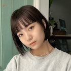 ぱっつん前髪の黒髪ボブ