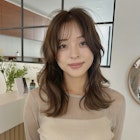 ミディアムパーマ/コテ巻きパーマ/ベージュカラー/池袋