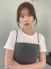 結んでも可愛いフェイスレイヤー/ベージュ/シースルーバング