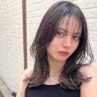 ダークグレージュシースルーバング 外ハネ くびれミディ A0520