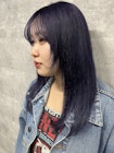 ★レイヤーロング姫カットワンカールブルーラベンダーセミディ