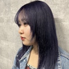 ★レイヤーロング姫カットワンカールブルーラベンダーセミディ