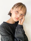 前髪インナーブラウンカラーポイントブリーチ切りっぱなしボブ