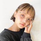 前髪インナーブラウンカラーポイントブリーチ切りっぱなしボブ