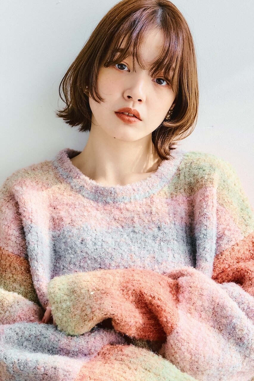 ○顔まわりレイヤーくびれボブ20代30代40代