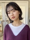 ボブ前髪パーマ顔まわりレイヤーニュアンスカールダークブラウン