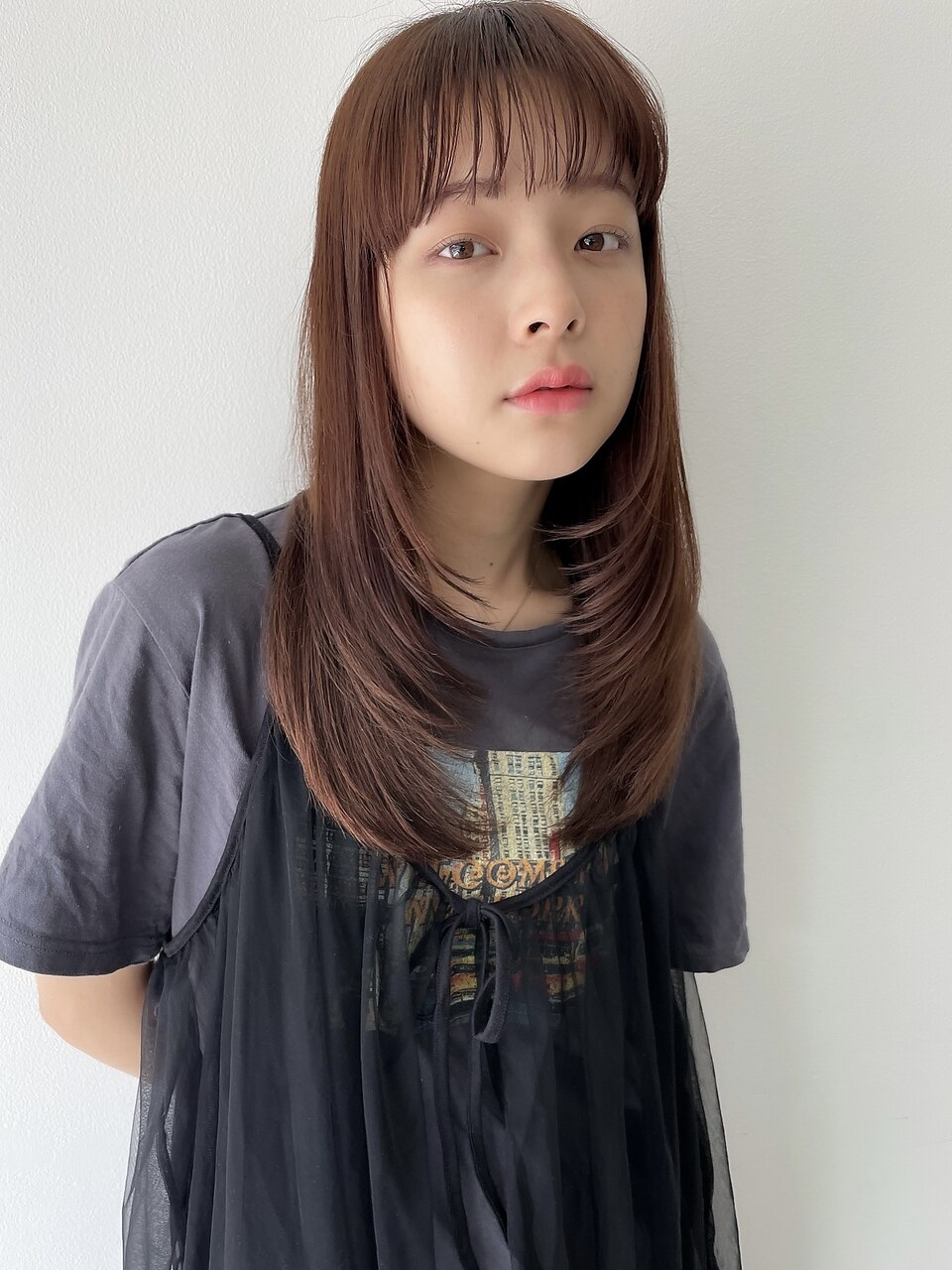 ロングレイヤーカット　顔周りレイヤー　ワイドバング　奈良清水