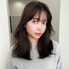 レイヤーカットワンカールセミディシアカラーオリーブベージュ