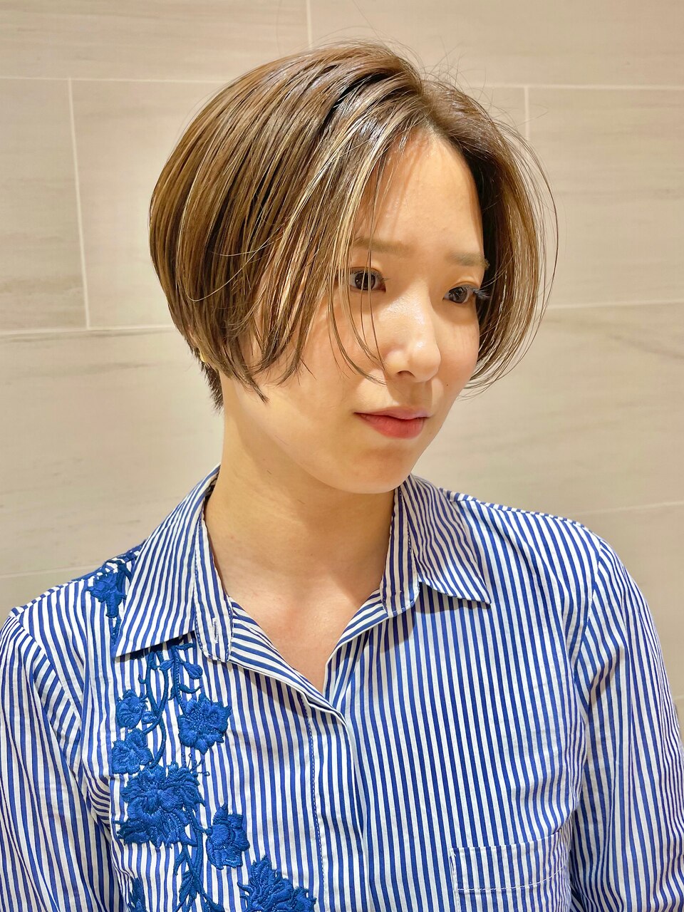 ハンサムショート×細めハイライト◎