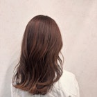 オレンジベージュ×ナチュラルセミロング