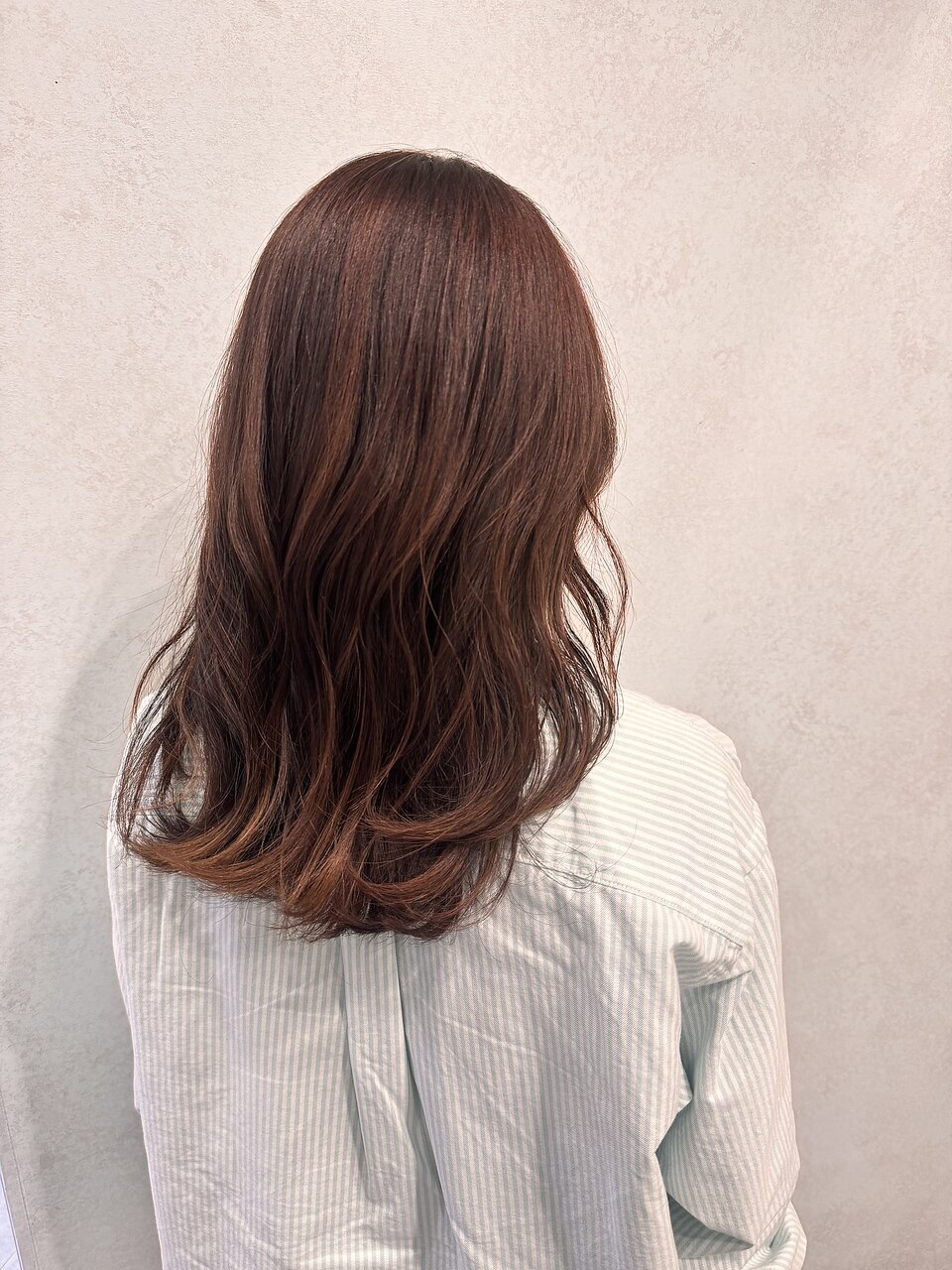 オレンジベージュ×ナチュラルセミロング