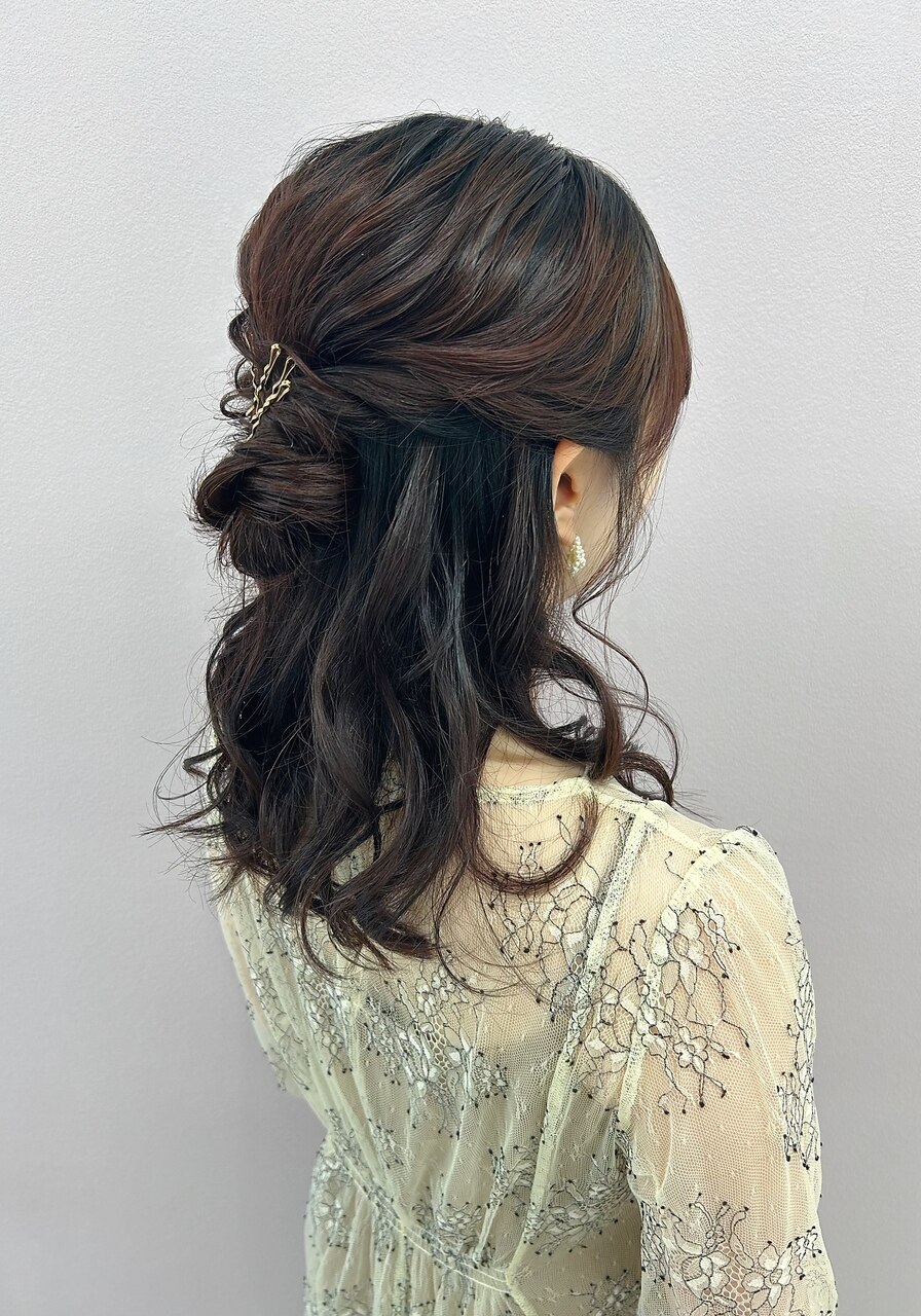 セミロング/ハーフアップ/お団子アレンジ