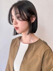 ダークアッシュ/オリーブベージュ/レイヤーカット/縮毛矯正/ボブ