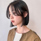 ダークアッシュ/オリーブベージュ/レイヤーカット/縮毛矯正/ボブ