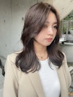 韓国風フェイスレイヤーカット/ラベンダーベージュ