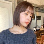 切りっぱなしボブショコラブラウンブリーチなしダブルカラー