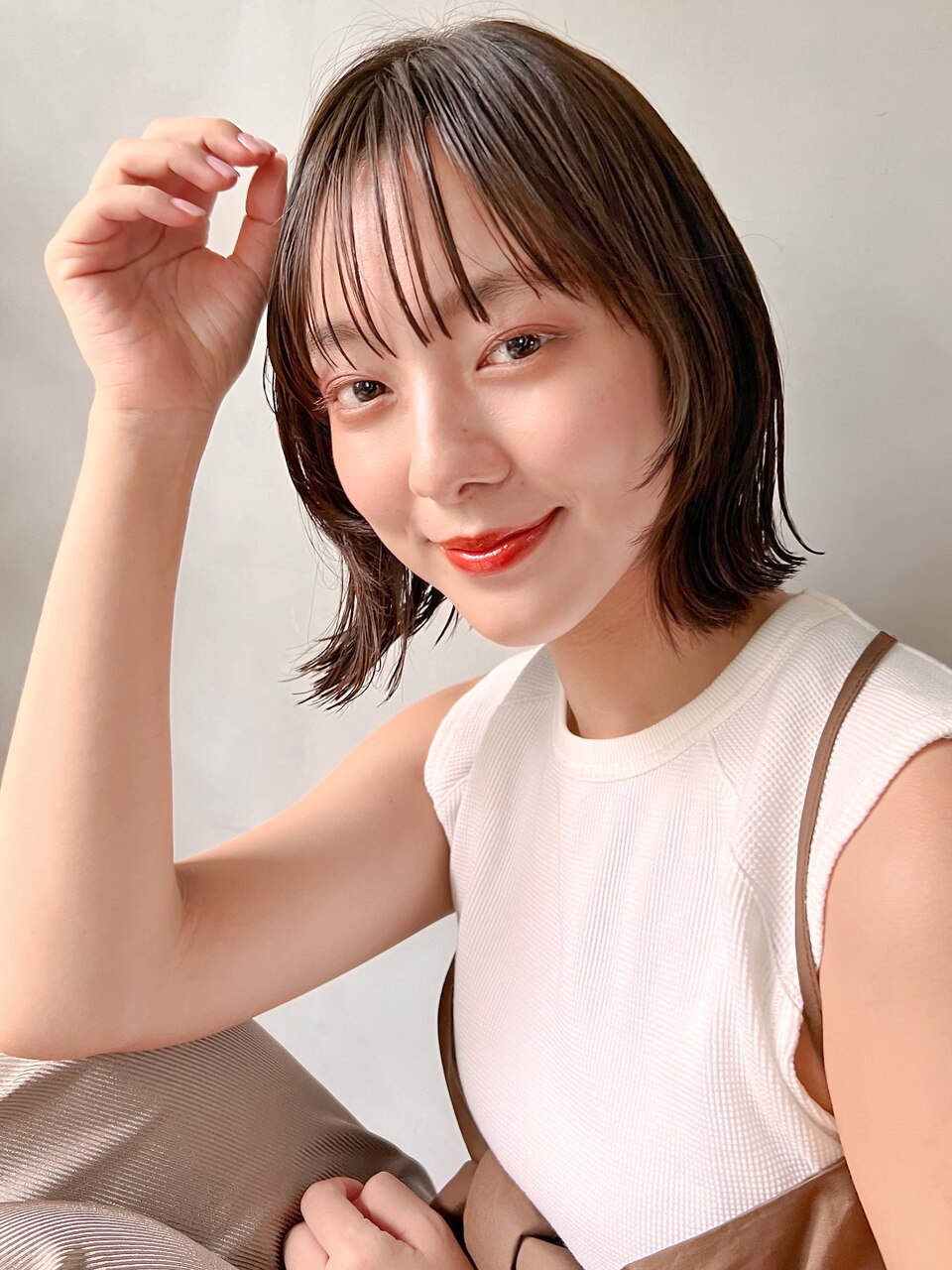 m前髪デザインカラーイメチェン美髪こなれヘア結べるボブ艶感