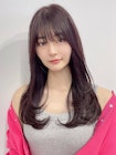 大人韓国風レイヤースタイルワンカール×ピンクブラウン髪質改善