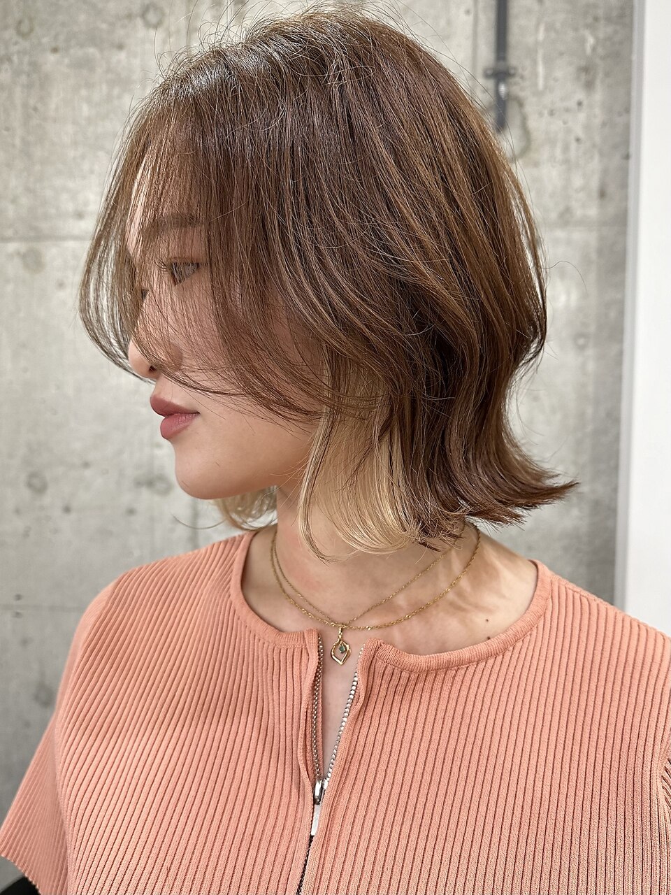 ボブレイヤー×くびれボブ　バレないインナーカラー　表参道